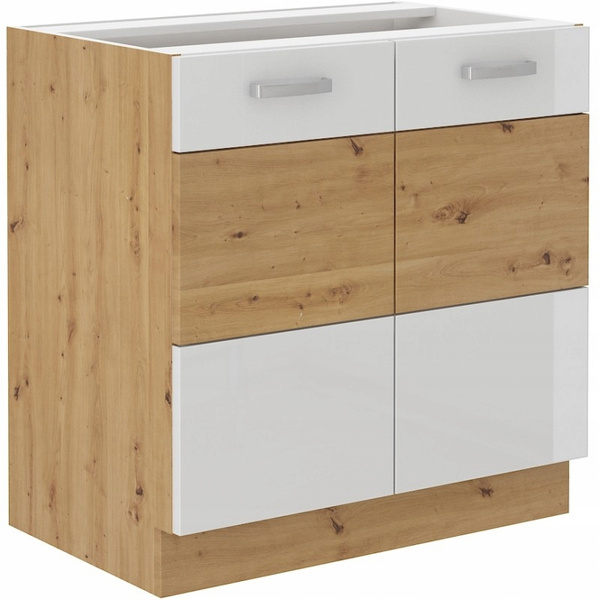 Szafka kuchenna dolna ARTISAN 80 D 2F BB BIAŁY POŁYSK / DĄB ARTISAN