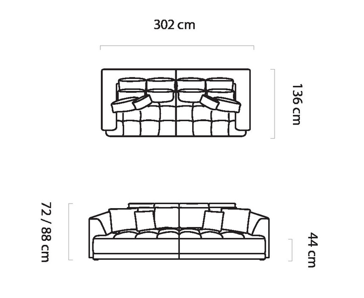 Sofa z funkcją spania TIGA BIGSOFA 302 cm, Elektryczny wysuw siedziska