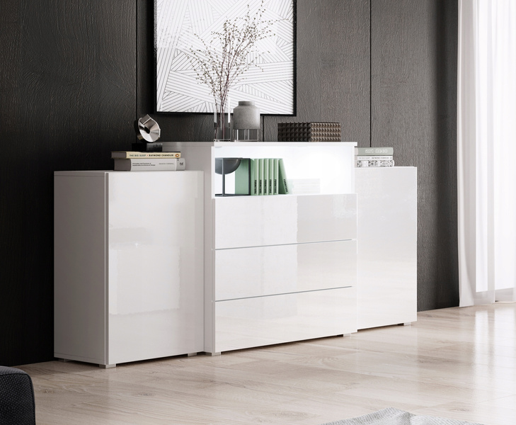 Komoda URBAN 150 Dąb Wotan + Biały / Dąb Wotan + Biały Połysk