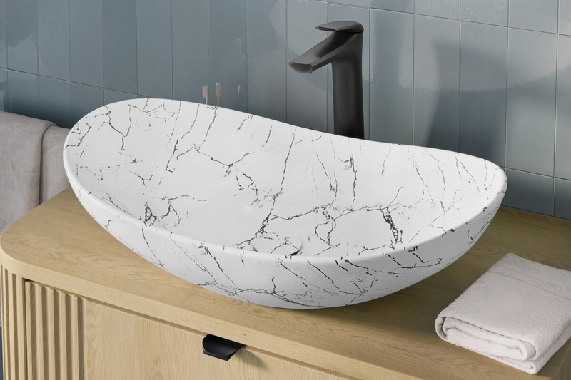 Umywalka nablatowa LENA 62cm Biały Mat