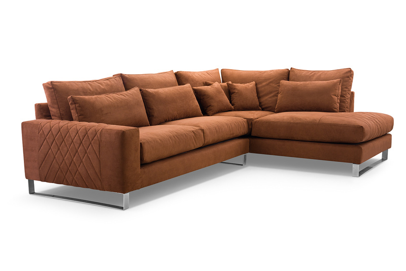 Duży Nowoczesny Narożnik do salonu CORNELIA 314 cm, Sprężyny, Rogówka