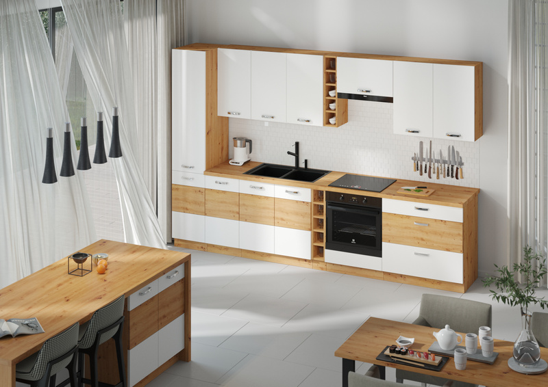 Szafka kuchenna wysoka, słupek 40 DK-210 2F DĄB ARTISAN BIAŁY POŁYSK, Meble Kuchenne ARTISAN 