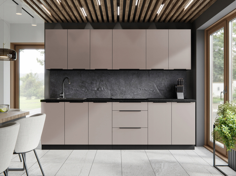 Szafka kuchenna dolna ARONA 40 D 3S BB CASHMERE / CZARNY MAT