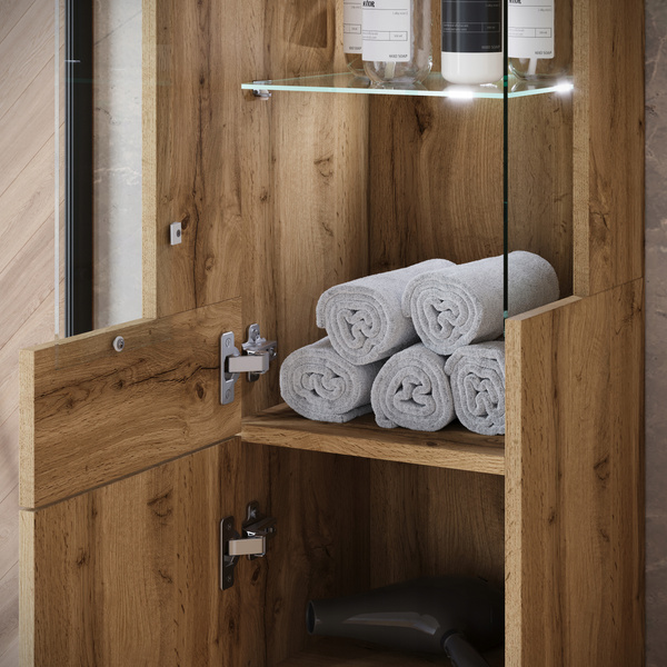 Meble łazienkowe NAIROBI umywalka, lustro DĄB WOTAN