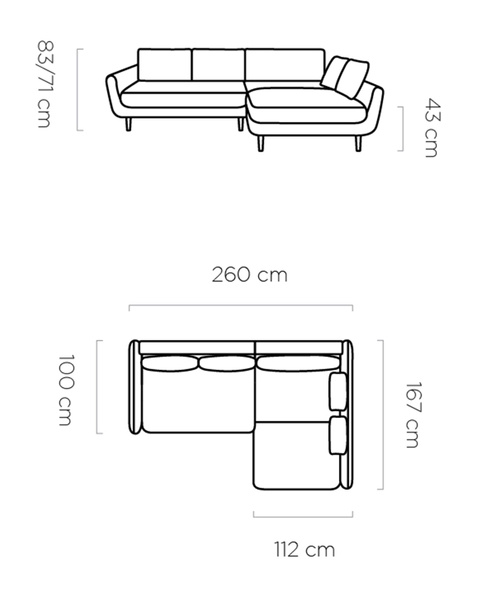 Narożnik z funkcją spania GLOSSY 226 cm, Automat, Pojemnik, Sprężyny