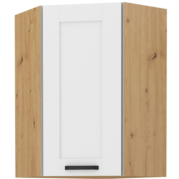 Szafka kuchenna górna LUNA 60x60 GN-90 (45°) 1F BIAŁY MAT/DĄB ARTISAN