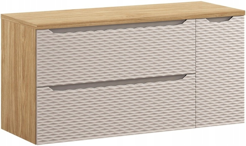 Zestaw meblowy 120cm z blatem, Meble łazienkowe OCEAN Beż / Dąb Olejowany