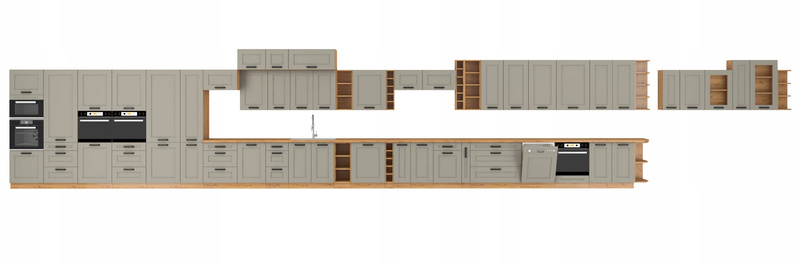 Meble kuchenne zestaw narożny LUNA CLAY GREY / DĄB ARTISAN kuchnia szafki