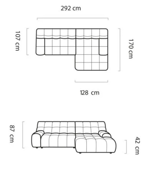 Nowoczesny Narożnik COCOON S 292 cm, Elektryczny wysuw siedziska