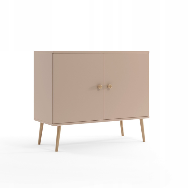 Komoda BOHO drewniane nogi, uchylne drzwi DĄB CRAFT ZŁOTY