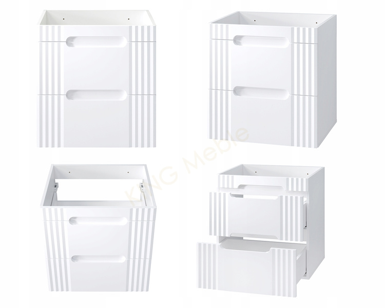 Meble łazienkowe FIJI WHITE 60, Umywalka jednokomorowa, Lustro, Lampka LED