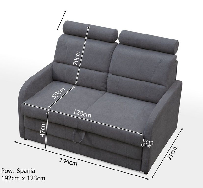 Sofa Rozkładana WIBARO 144 cm, Sofa Dwuosobowa