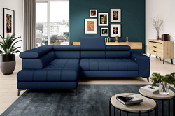 Narożnik BAGGIO 280 cm, Elektryczny wysuw siedziska, Zagłówki