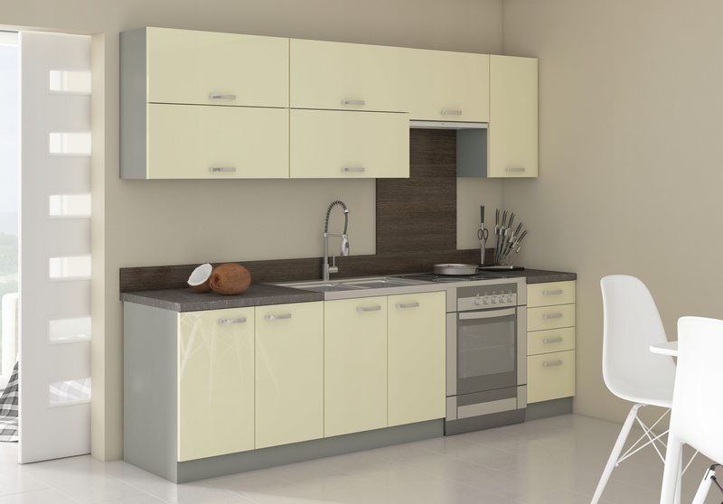 Szafka kuchenna dolna KARMEN 105 ND 1F BB KREM POŁYSK / SZARY PLATYNOWY