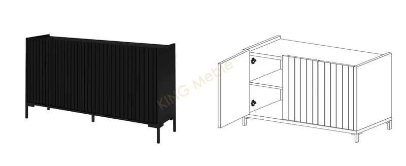 Komoda LANDO 2, Komoda 150cm, Meble do Salonu LANDO, Czarna