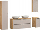 Meble łazienkowe OCEAN BEIGE 120, Umywalki nablatowe, Dąb/Beż, 2 KOLORY