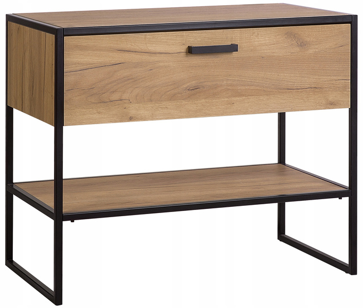 Szafka pod umywalkę 90cm, Meble łazienkowe BROOKLIN Dąb Craft Złoty/Czarny