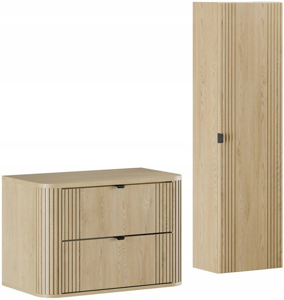 Zestaw mebli 80cm z blatem, słupek, Meble łazienkowe OVALIA Dąb Cremona