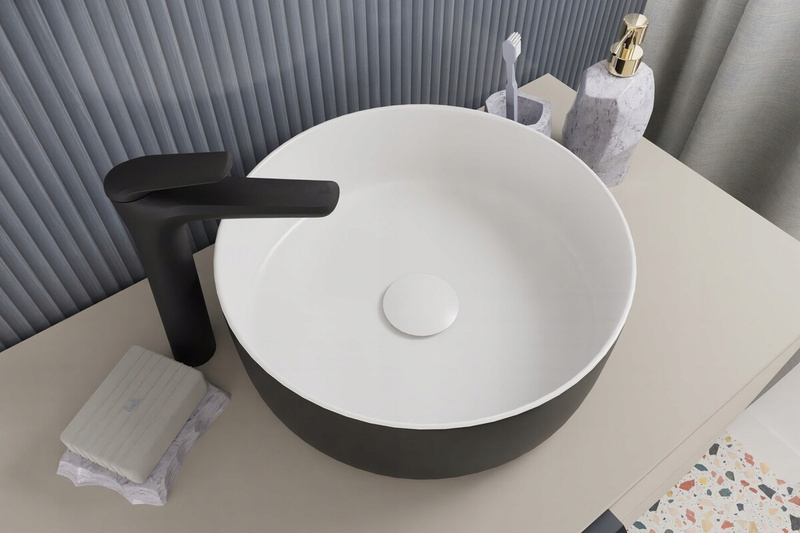 Umywalka nablatowa SIMPLE 36cm Biały Mat / Czarny Mat
