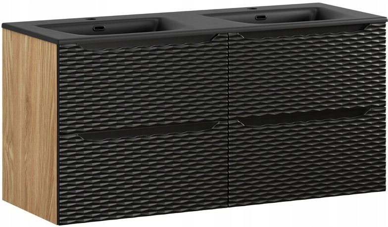 Zestaw meblowy 120cm z umywalką Meble łazienkowe OCEAN Czarny/Dąb Olejowany