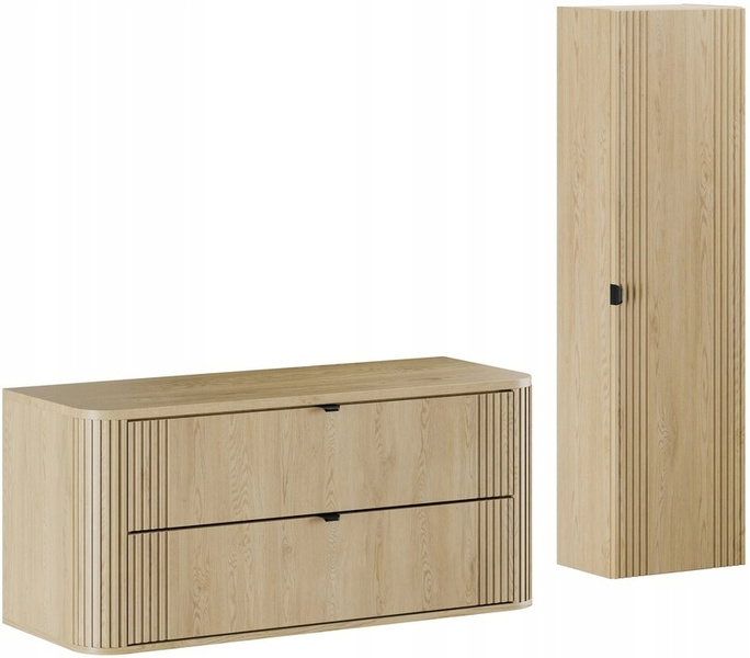 Zestaw mebli 120cm z blatem, słupek, Meble łazienkowe OVALIA Dąb Cremona