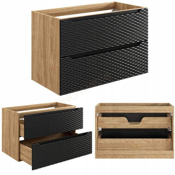 Meble łazienkowe OCEAN BLACK 120, Umywalka nablatowa, Dąb/Czarny, 2 KOLORY
