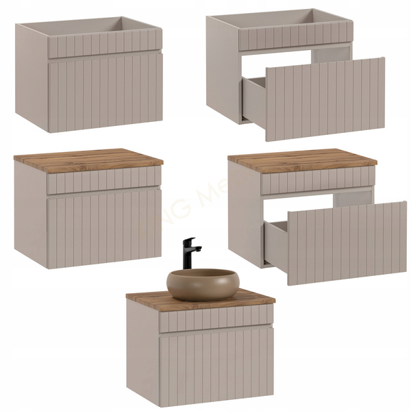 Meble łazienkowe ICONIC CASHMERE 60, Umywalka nablatowa, Lustro LED, 3 kol