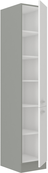 Szafka kuchenna wysoka, słupek 40 DK-210 2F BB BIAŁY POŁYSK, SZARY PLATYNOWY, Meble Kuchenne BIANCA