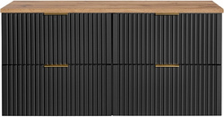 Zestaw szafek 120cm z blatem, Meble łazienkowe ADEL CZARNY / DĄB WOTAN