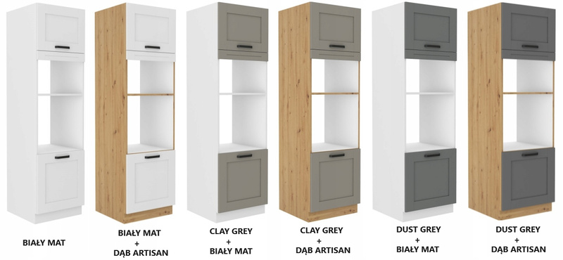 Szafka kuchenna słupek LUNA 60 DPM-210 2F DUST GREY / BIAŁY MAT