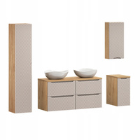 Meble łazienkowe OCEAN BEIGE 120, Umywalki nablatowe, Dąb/Beż, 2 KOLORY