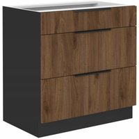 Szafka kuchenna dolna MONZA 80 D 3S BB ORZECH OKAPI / CZARNY MAT