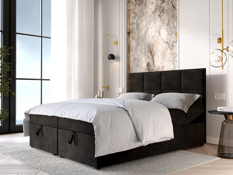 Łóżko tapicerowane, kontynentalne ROMA 140x200 cm, Sprężyny, Pojemniki, Rozmiary