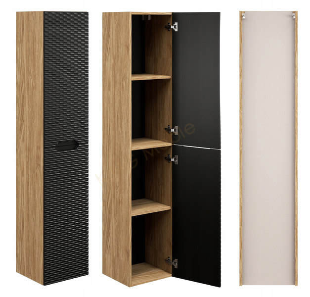 Meble łazienkowe OCEAN BLACK 120, Umywalka nablatowa, Dąb/Czarny, 2 KOLORY