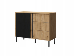 Komoda MIA 5, Komoda 100cm, Meble do Salonu MIA, MDF Dąb Odwieczny / Czarny