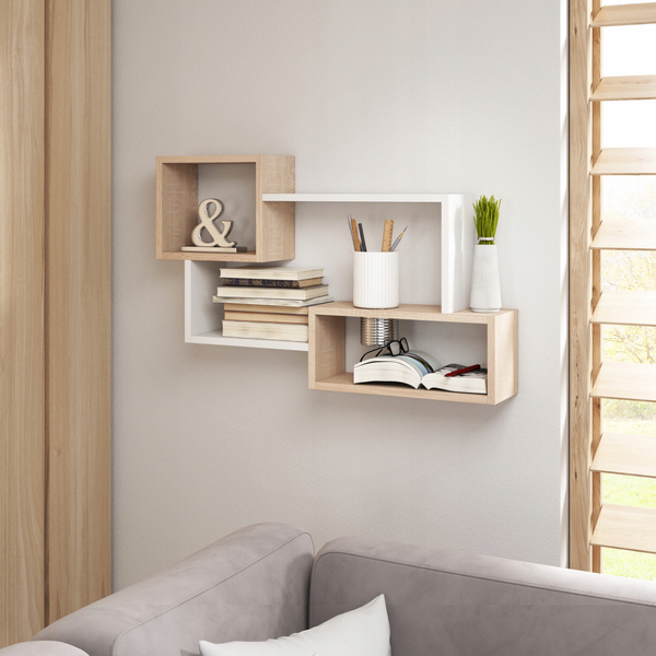 Półka wisząca TRIO 005 Biały / Dąb Sonoma