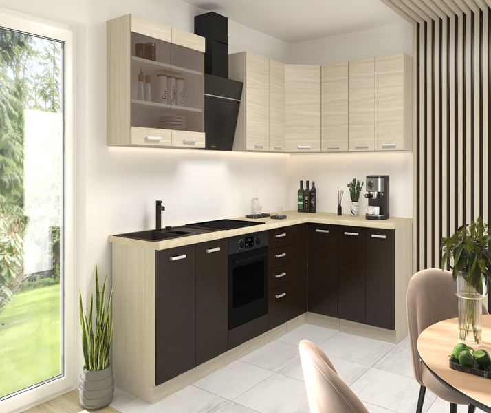 Szafka kuchenna dolna z szufladami 40 D 4S BB QUADRO DĄB FERRARA, LEGNO CIEMNE, Meble Kuchenne CHAMONIX