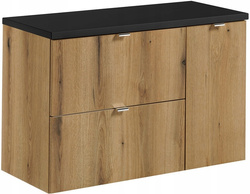 Zestaw meblowy 90cm z blatem, Meble łazienkowe NOVA Dąb Coast Evoke/Czarny