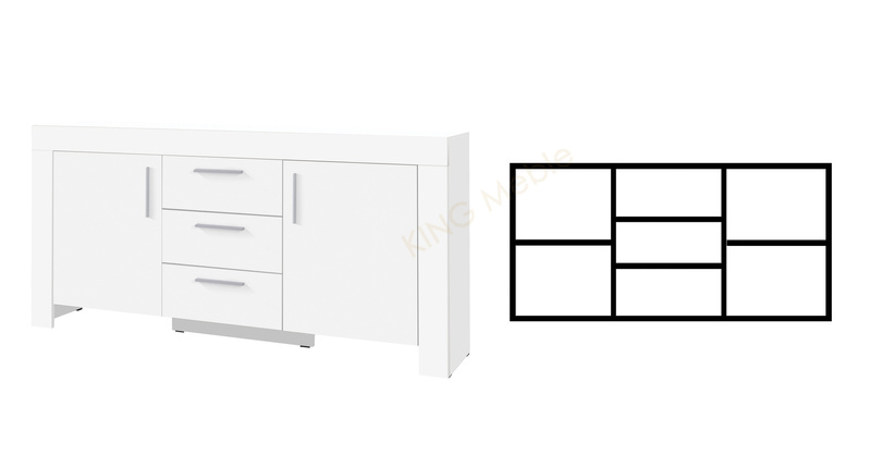 Komoda CEZAR 13, Komoda 170cm, Szuflady, Meble do Salonu CEZAR, Biała
