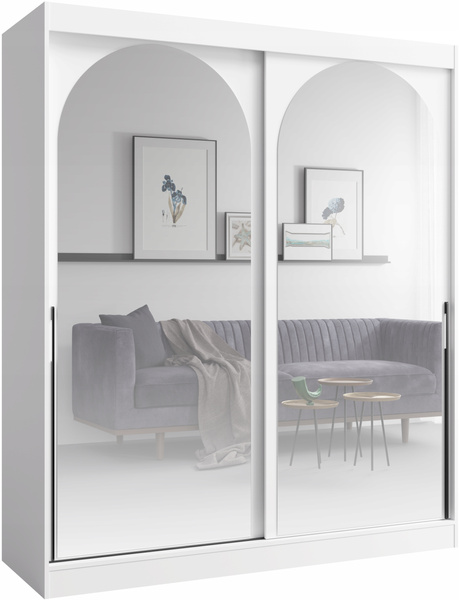 Szafa przesuwna MODIN 180cm, Szafa z Lustrem Biała