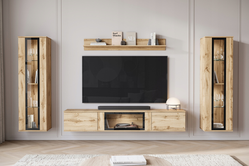 Meblościanka CARO Zestaw mebli, salon Dąb Wotan