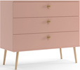 Komoda BOHO drewniane nogi, trzy szuflady RÓŻ