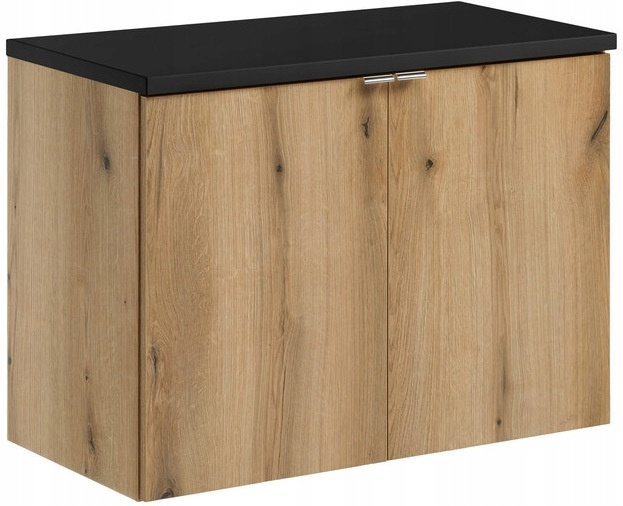 Zestaw meblowy 80cm z blatem, Meble łazienkowe NOVA Dąb Coast Evoke/Czarny
