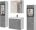 Meble łazienkowe MADRIT II, umywalka, lustro BIAŁY / SZARY POŁYSK