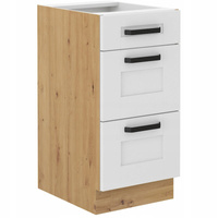 Szafka kuchenna dolna LUNA 40 D 3S BB BIAŁY MAT/DĄB ARTISAN