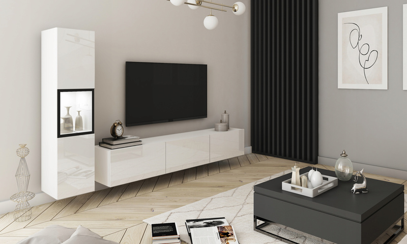 Meblościanka BERLIN Zestaw Mebli, Salon Dąb Wotan / Czarny