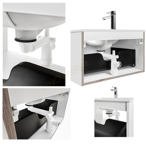 Meble łazienkowe FIJI WHITE 120 z umywalką meblową, Lustro LED