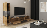 Meblościanka BERLIN Zestaw Mebli, Salon Dąb Wotan / Czarny
