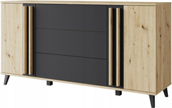 Komoda HELSINKI 150 Dąb Artisan / Czarny Grafit