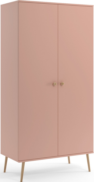 Szafa BOHO uchylna, drewniane nogi RÓŻ dwie półki + drążek